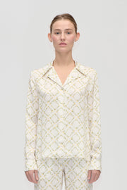 Stine Goya Wide Point Collar Shirt Top Sakura Check Yellow